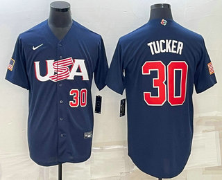 Men%27s USA Baseball #30 Kyle Tucker Number 2023 Navy World Baseball Classic Stitched Jerseys